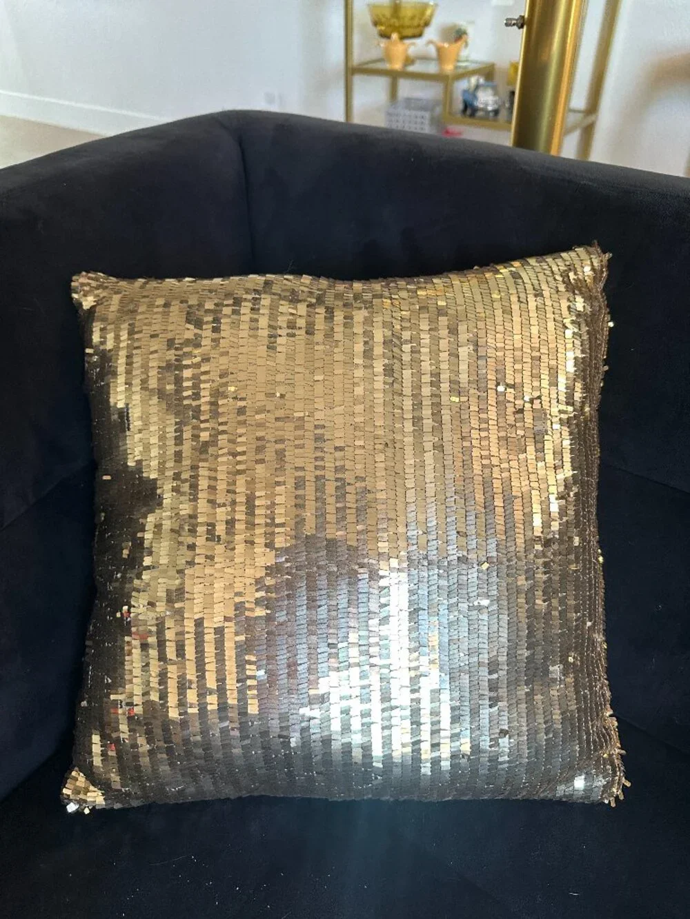 Gold/Cream Sequin Decorative Pillow